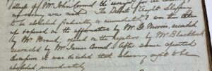 Handwritten entry from minute book of the Classical Society